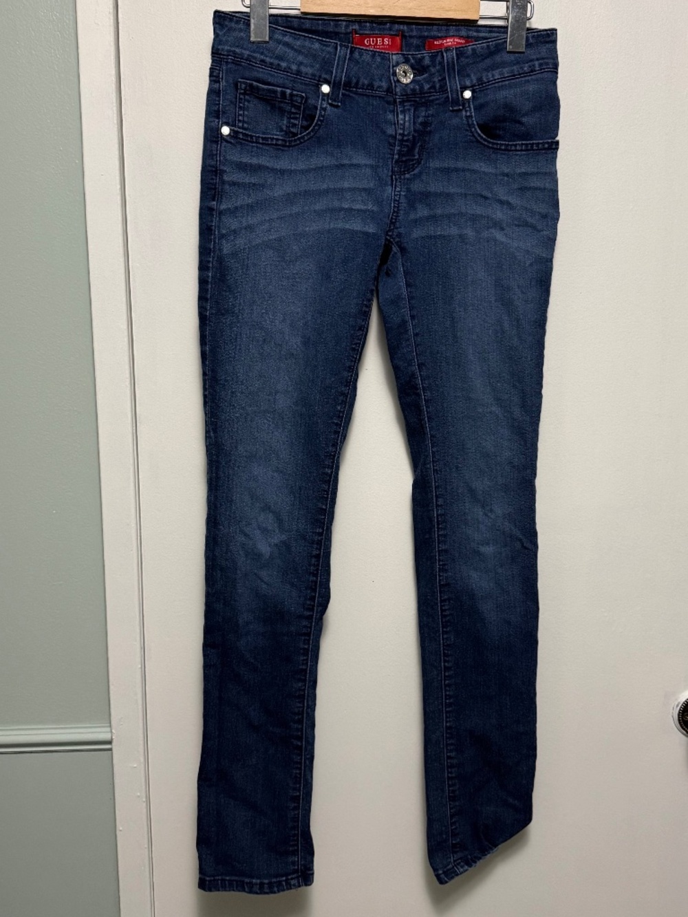 Guess Medium Rise Dark Wash Skinny Jeans